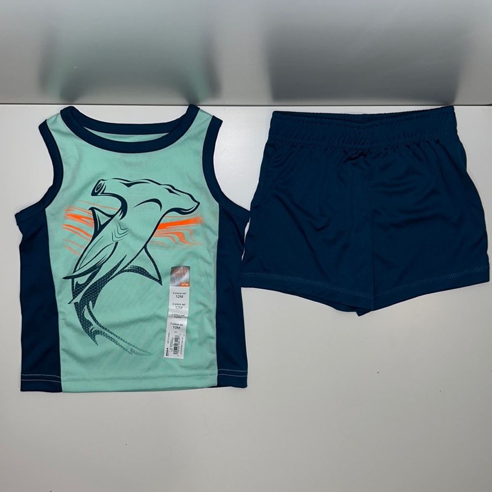 12M jumping beans Hammerhead Shark Active Wear 2 Piece Set